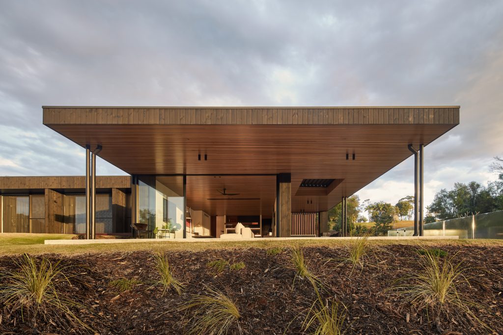 Coorabell Springs exterior showing entertaining spaces and garden