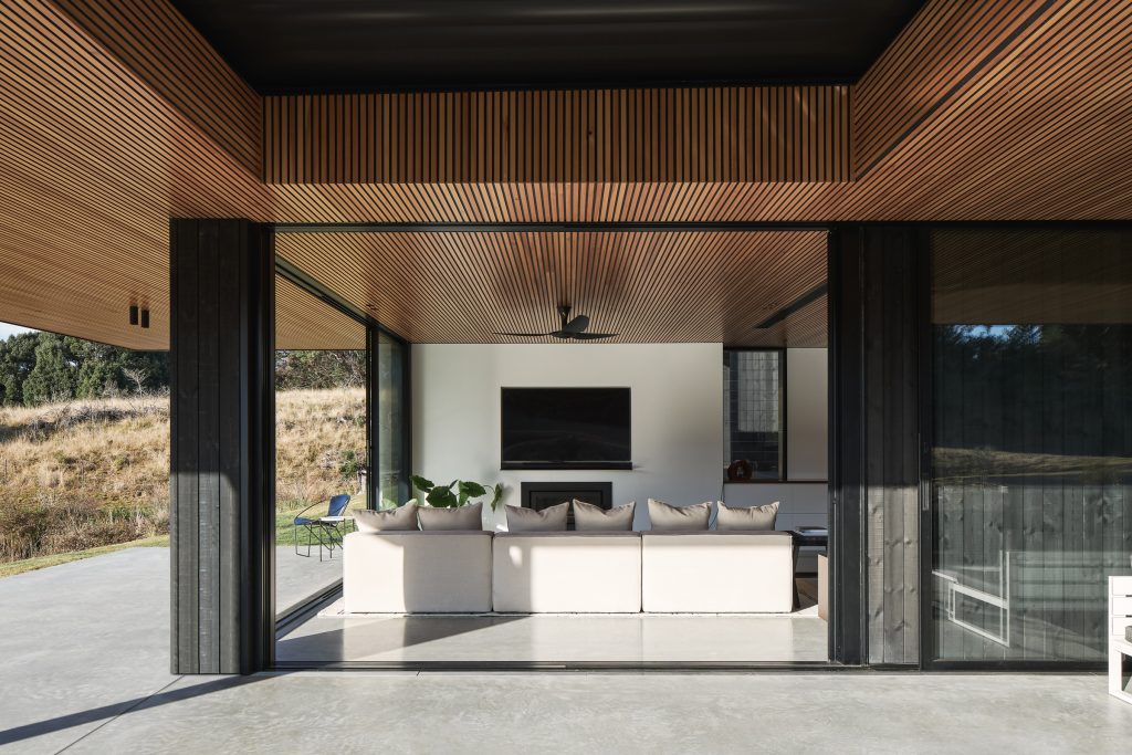 Coorabell Springs inside-outside zones with concrete floors and timber ceilings