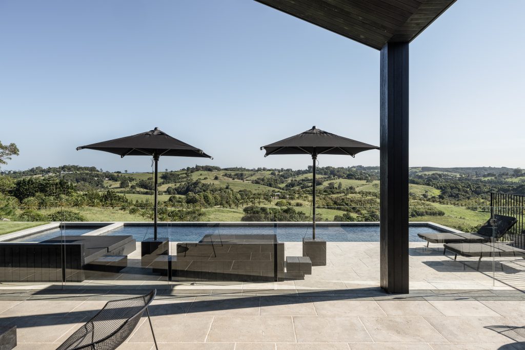 Nox Byron Bay pool looking to the hinterland views