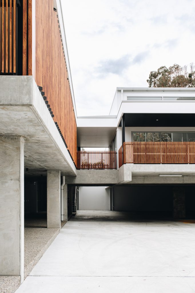 Fern Place exterior with concrete and timber details