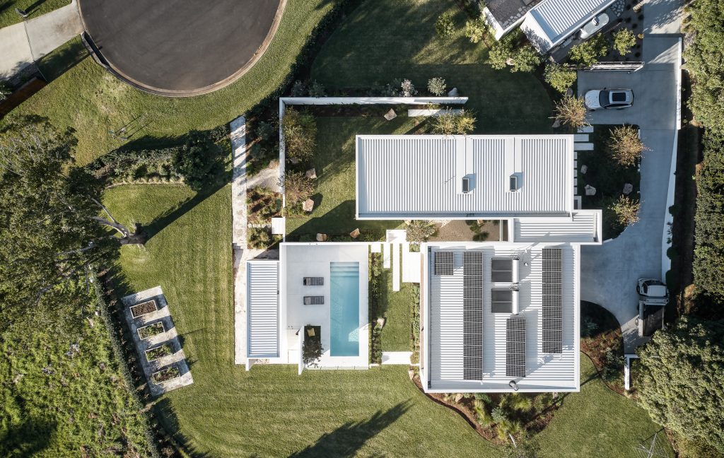 Currawong House aerial view of the property