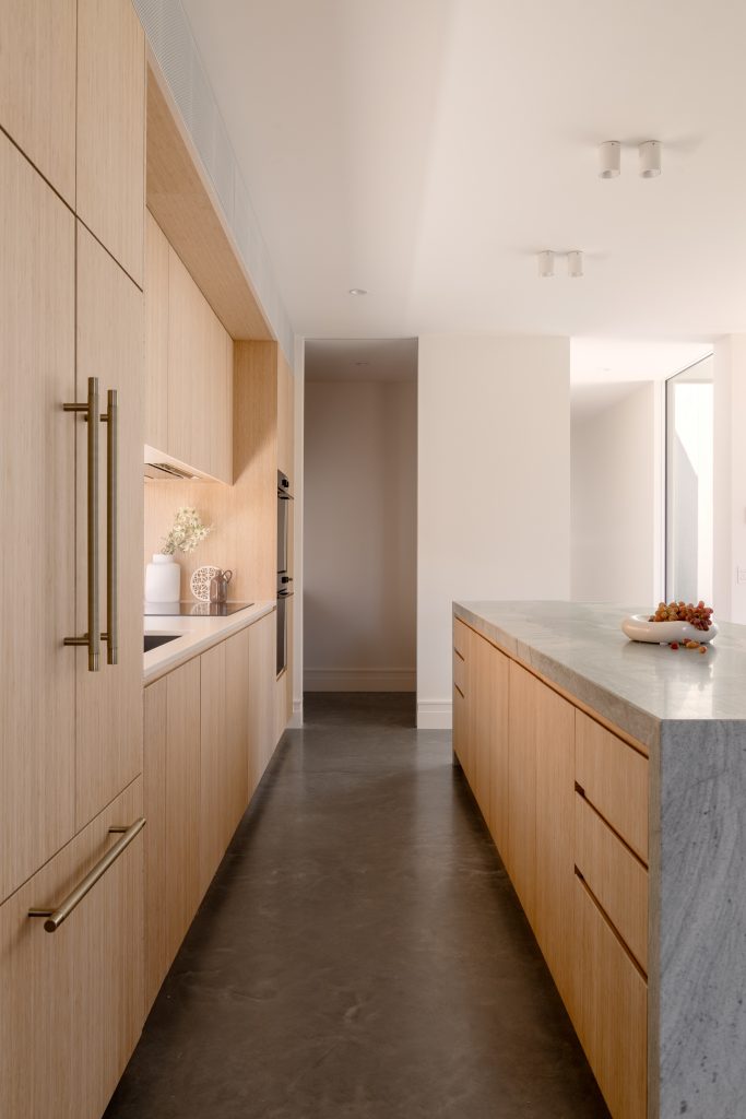 Harvest Moon kitchen with bamboo joinery and polished concrete floor